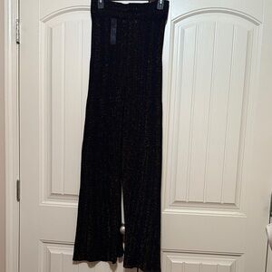 Zara Black Wide Leg Pants with Gold Accents